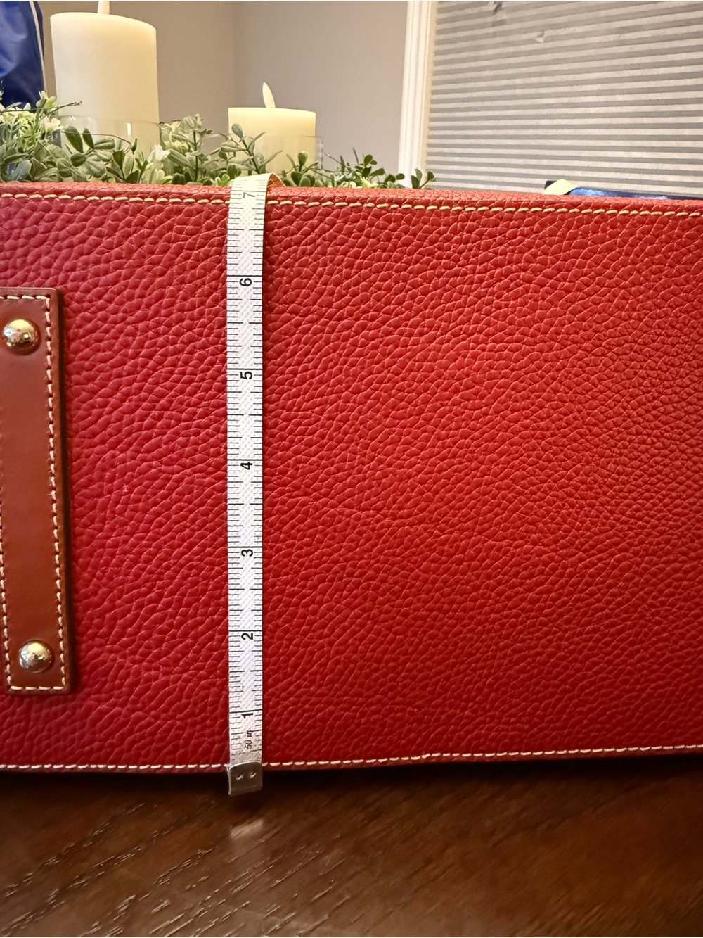 Dooney & Bourke Red Pebble Leather Satchel with Tan leather Braided Handles - Picture 15 of 15